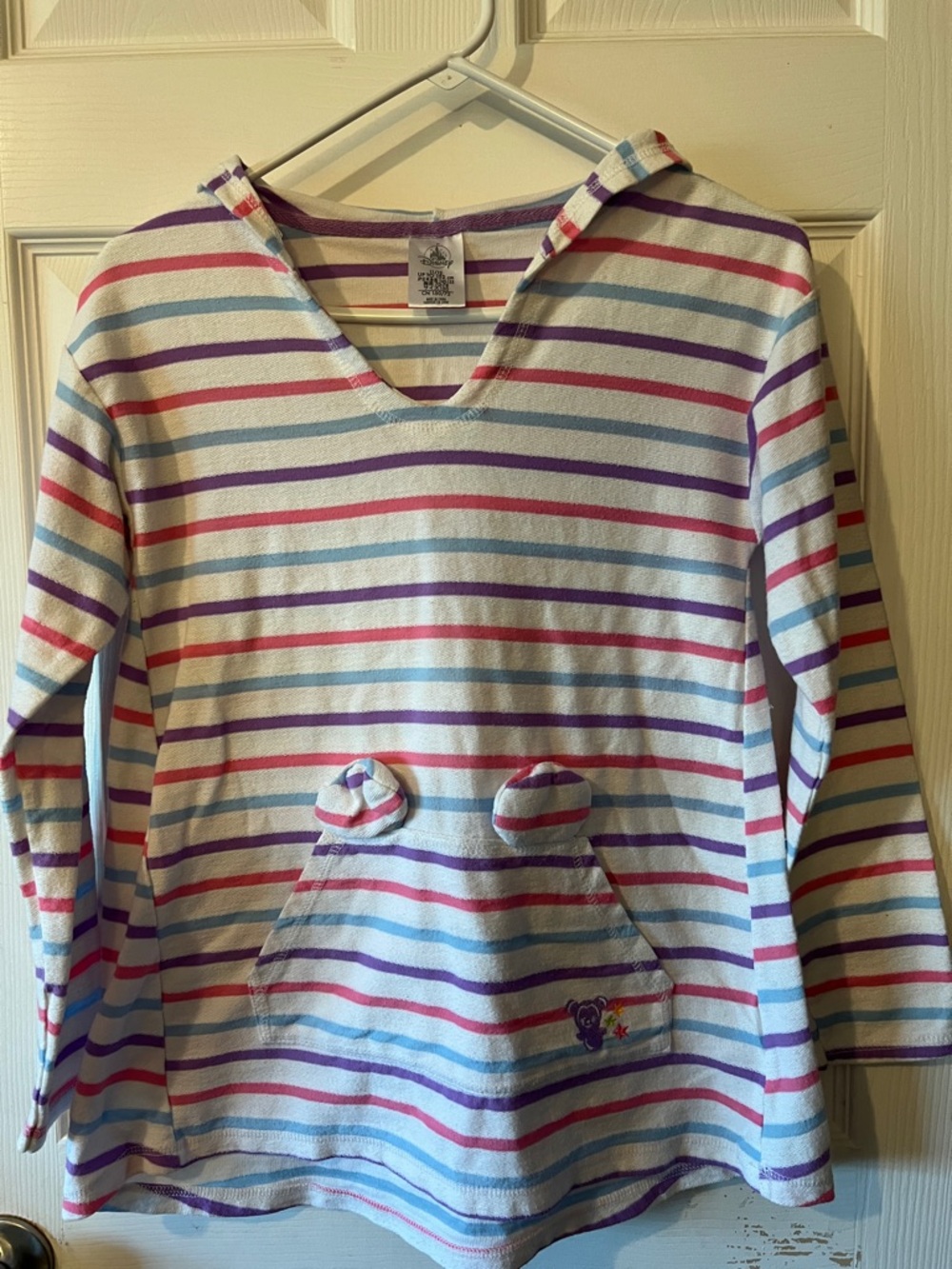 Disney Striped Hooded Girls Swimsuit Pullover with Pocket